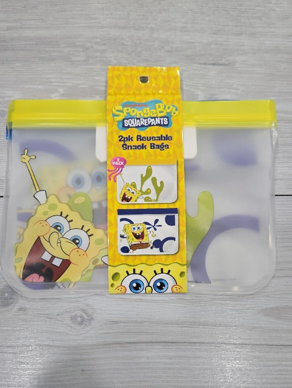 SpongeBob SquarePants Yellow & Blue Reusable Snack Bags - 2 Pack